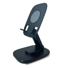 Rotatable and Foldable Tabletop Mobile Stand with Stable Metallic Round Base & Multiple Adjustments